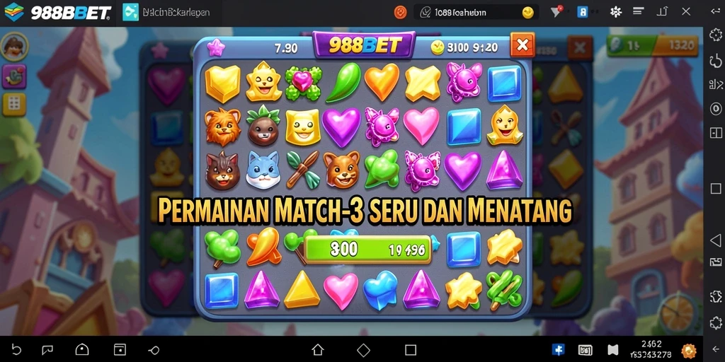 Gameplay menarik 988BET dengan elemen Match-3 yang seru.