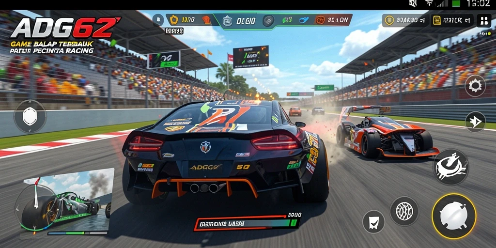 Tangkapan layar gameplay balapan yang mendebarkan di ADG62.