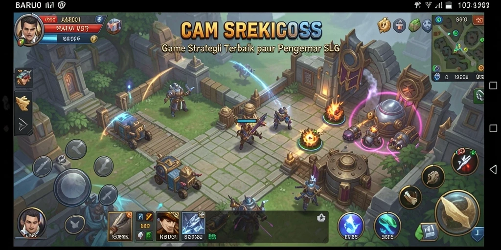 Tampilan gameplay dinamis dari BARU01 dengan aksi strategi yang intens.