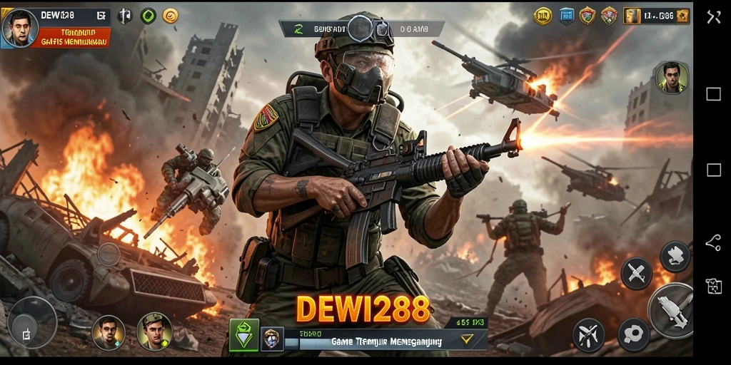 Tampilan gameplay DEWI288 dengan aksi tembak-menembak yang seru.