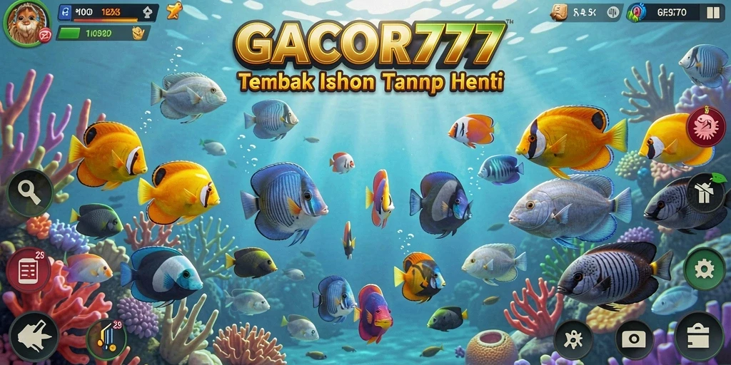 Tampilan gameplay menembak ikan penuh aksi di GACOR777.