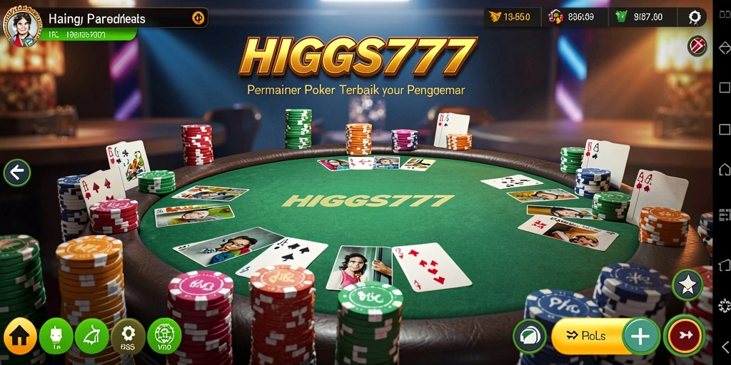 Tampilan gameplay Poker yang mendebarkan di HIGGS777.