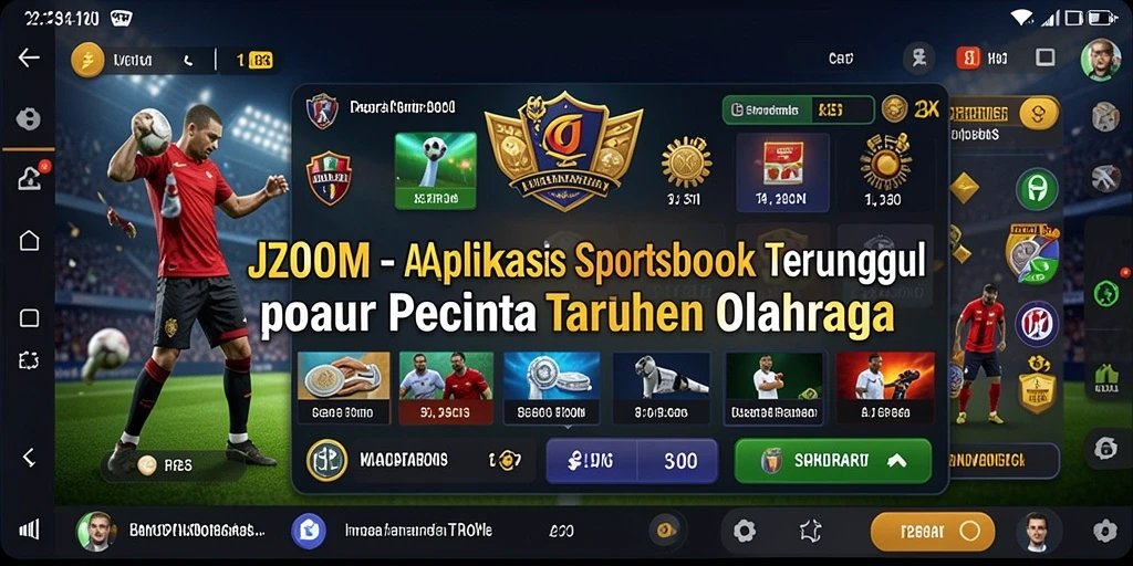 Tampilan utama aplikasi J200M dengan fitur sportsbook yang lengkap.