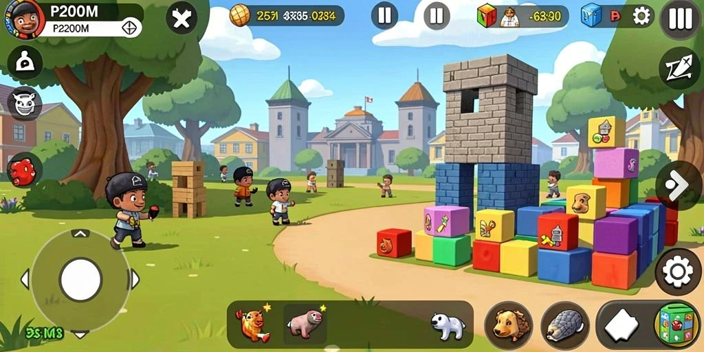 Tampilan gameplay P200M yang penuh warna dan menantang.