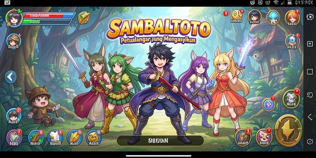 Screenshot gameplay SAMBALTOTO dengan karakter anime yang aksi menakjubkan.