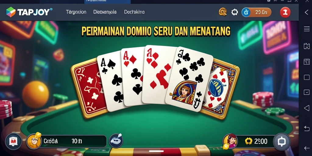 Screenshot gameplay TAPJOY menampilkan aksi permainan Domino yang seru.
